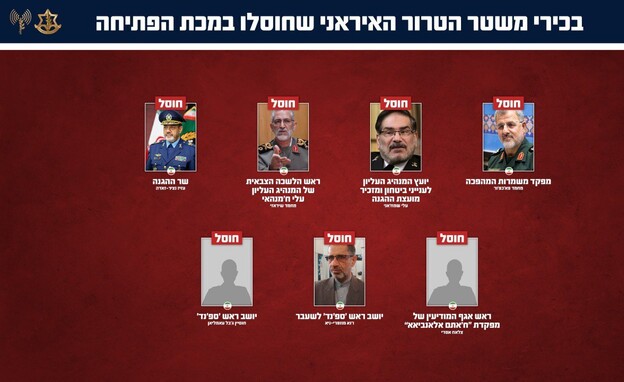בכירי משטר הטרור האיראני שחוסלו במכת הפתיחה