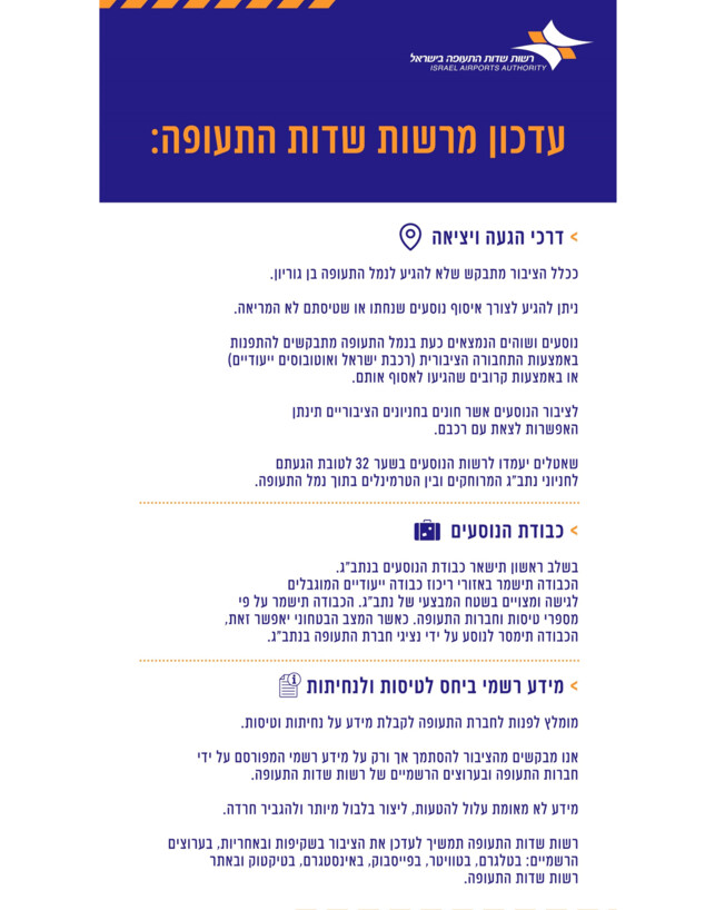 הנחיות נתב"ג נוסעים 