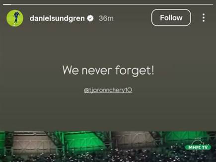 מתוך הסטורי של דניאל סונדגרן (צילום: ספורט 5)