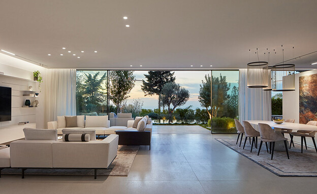 בית בכרמל פייביש אדריכלים סלון פינת אוכל