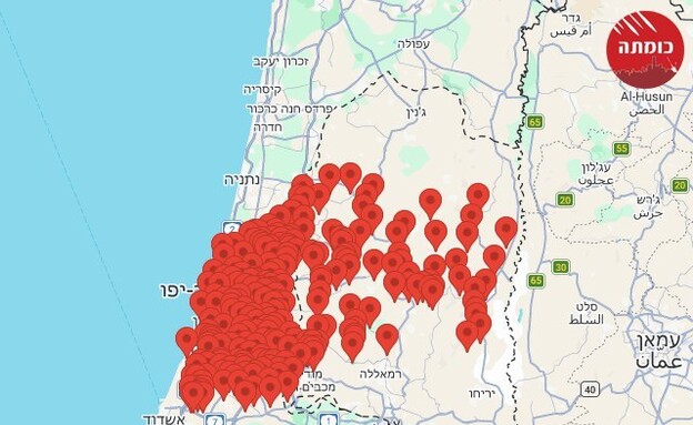 מפת אזעקות באזור המרכז