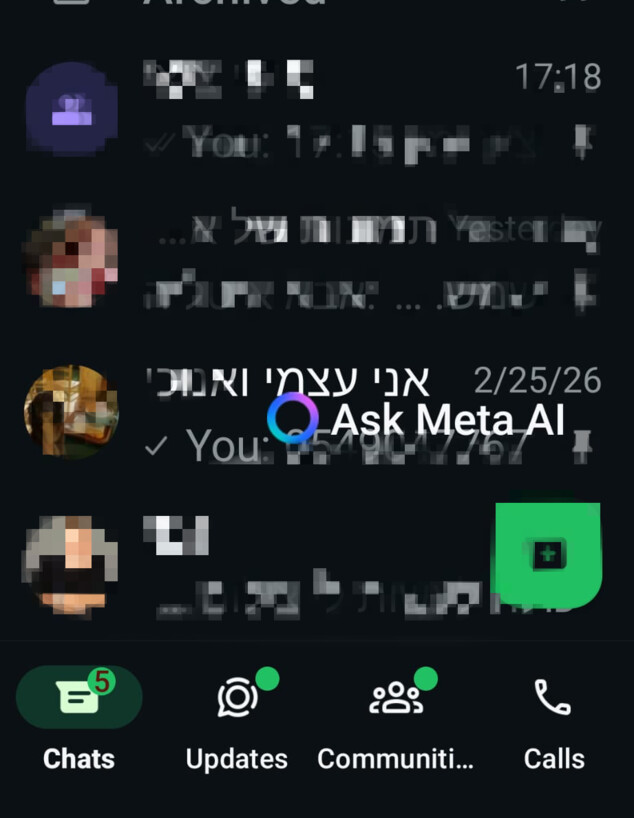 כפתור חדש בוואטסאפ כפתור חדש בוואטסאפ