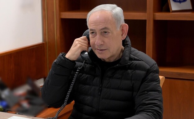 בנימין נתניהו בשיחתו עם נשיא ארה"ב דונלד טראמפ (צילום: אבי אוחיון, לע"מ)