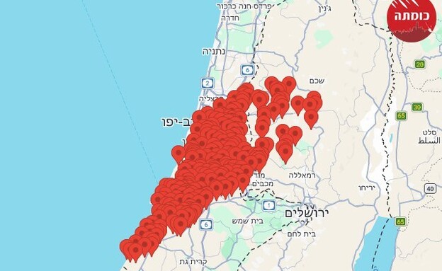 מפת האזעקות ברחבי הארץ
