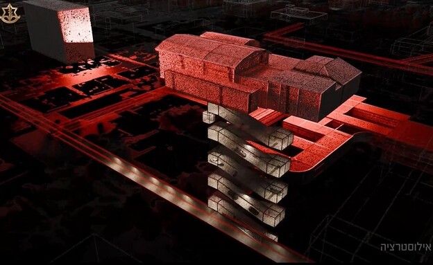 אילוסטרציה של השמדת הבונקר התת-קרקעי של עלי ח'אמנ