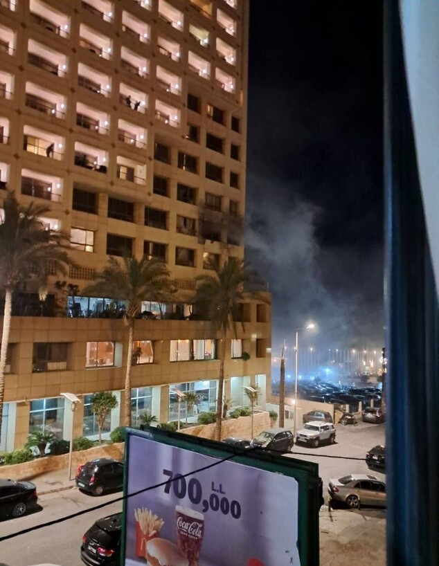 תיעוד מהתקיפה במלון בביירות שבלבנון