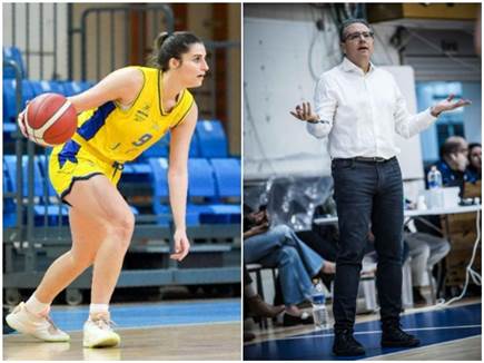 (עודד קרני ולירן מולדובן, מנהלת הליגה לנשים) (צילום: ספורט 5)