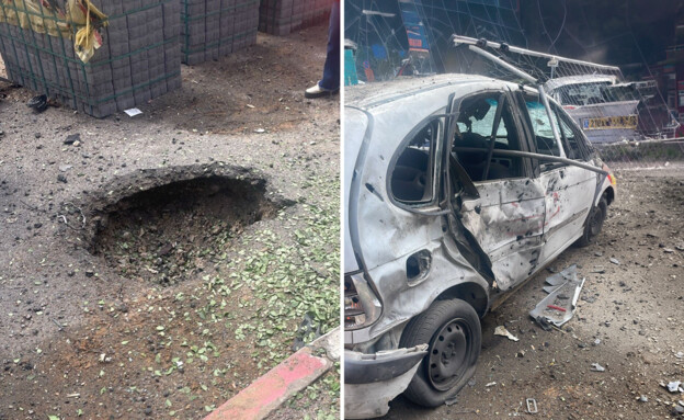 נזק כתוצאה מנפילת רסיס בקרית שמונה (צילום: לפי סעיף 27 א')