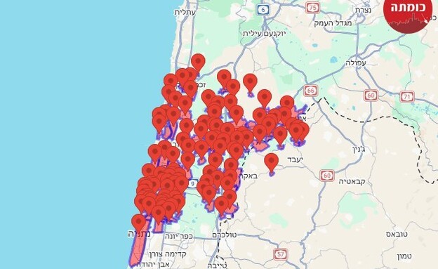 מפת האזעקות בצפון ובצפון השרון