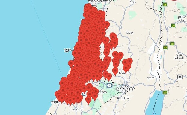 מפת האזעקות ברחבי הארץ