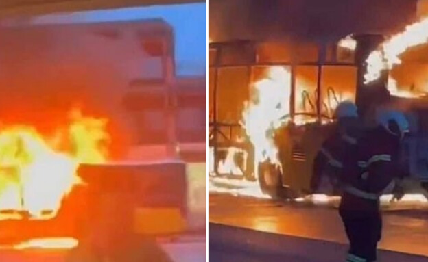 אוטובוס עלה באש בשווייץ (צילום: צילום מסך)
