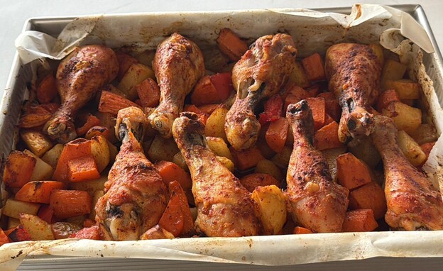 שוקי עוף, בטטה ותפוחי אדמה בתנור
