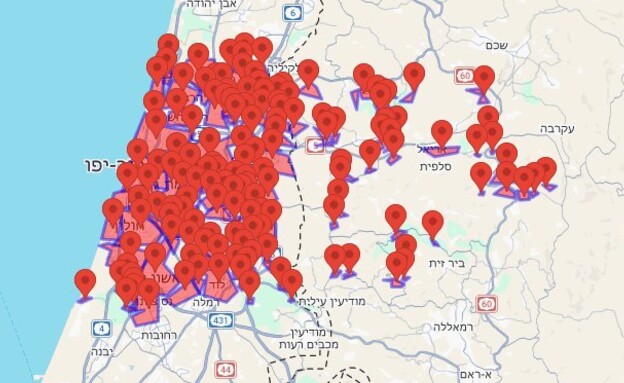 אזעקות בגוש דן, השפלה והשרון