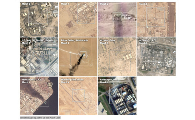 צילומי הלווין המעידים כי 17 אתרים אמריקאיים ניזוקו במלחמה