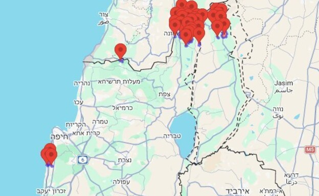 מפת האזעקות בצפון מפת האזעקות בצפון