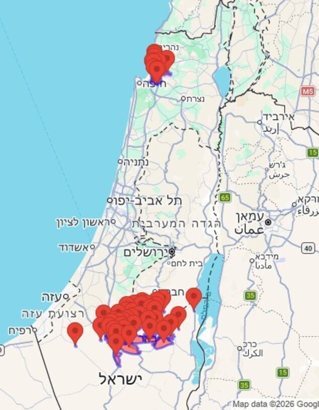 מפה האזעקות בצפון ובדרום מפה האזעקות בצפון ובדרום