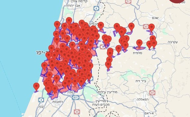 מפת האזעקות במרכז הארץ מפת האזעקות במרכז הארץ