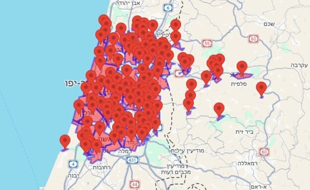 מפת האזעקות במרכז הארץ מפת האזעקות במרכז הארץ