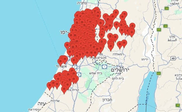 מפת האזעקות ברחבי הארץ