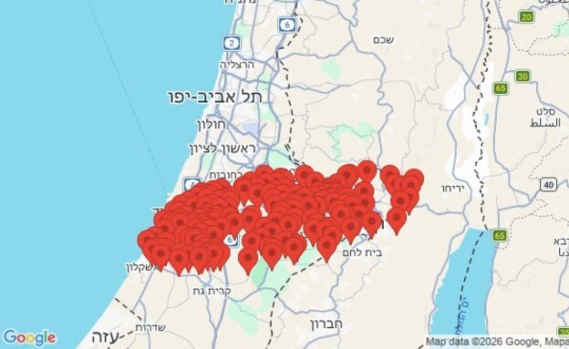 מפת האעזקות במרכז, בשפלה ובדרום הארץ