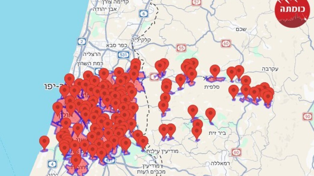 מפת האזעקות ברחבי הארץ