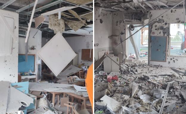 זירת הפגיעה בגן הילדים בראשון לציון