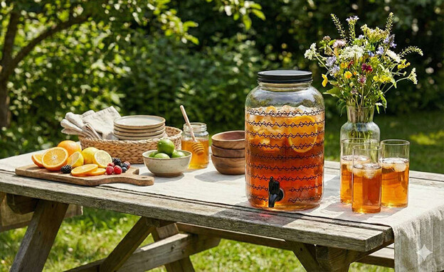 מארזים פסח 26, מיכל שתייה מזכוכית בנפח 4 ליטר עם מארזים פסח 26, מיכל שתייה מזכוכית בנפח 4 ליטר עם