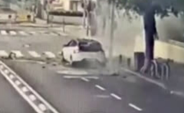 הנס של שלמה עקד במטח שפגע בלב תל אביב (צילום: לפי סעיף 27א' לזכויות יוצרים)