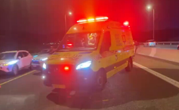 זירת הנפילה במחניים (צילום: דוברות מד"א)