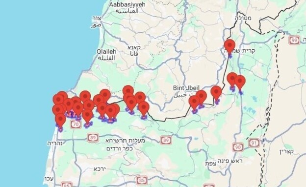 מפת האזעקות בצפון מפת האזעקות בצפון