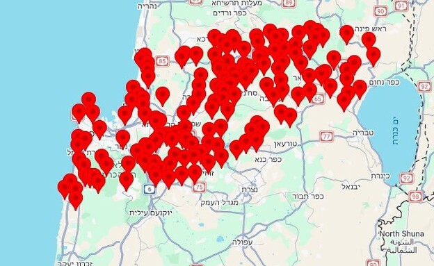 מפת האזעקות בצפון מפת האזעקות בצפון