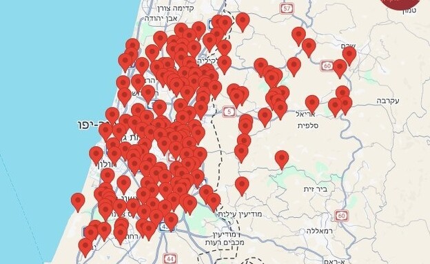 מפת האזעקות במרכז הארץ מפת האזעקות במרכז הארץ