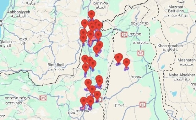 מפת האזעקות בצפון מפת האזעקות בצפון