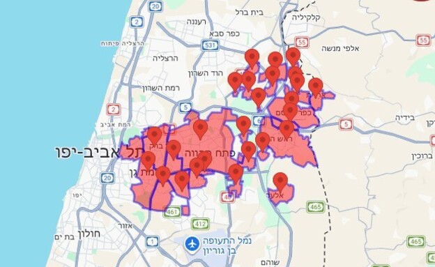 מפת האזעקות בשרון