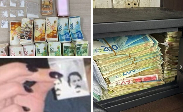 הכסף והסמים שנתפסו במבצע הסמוי