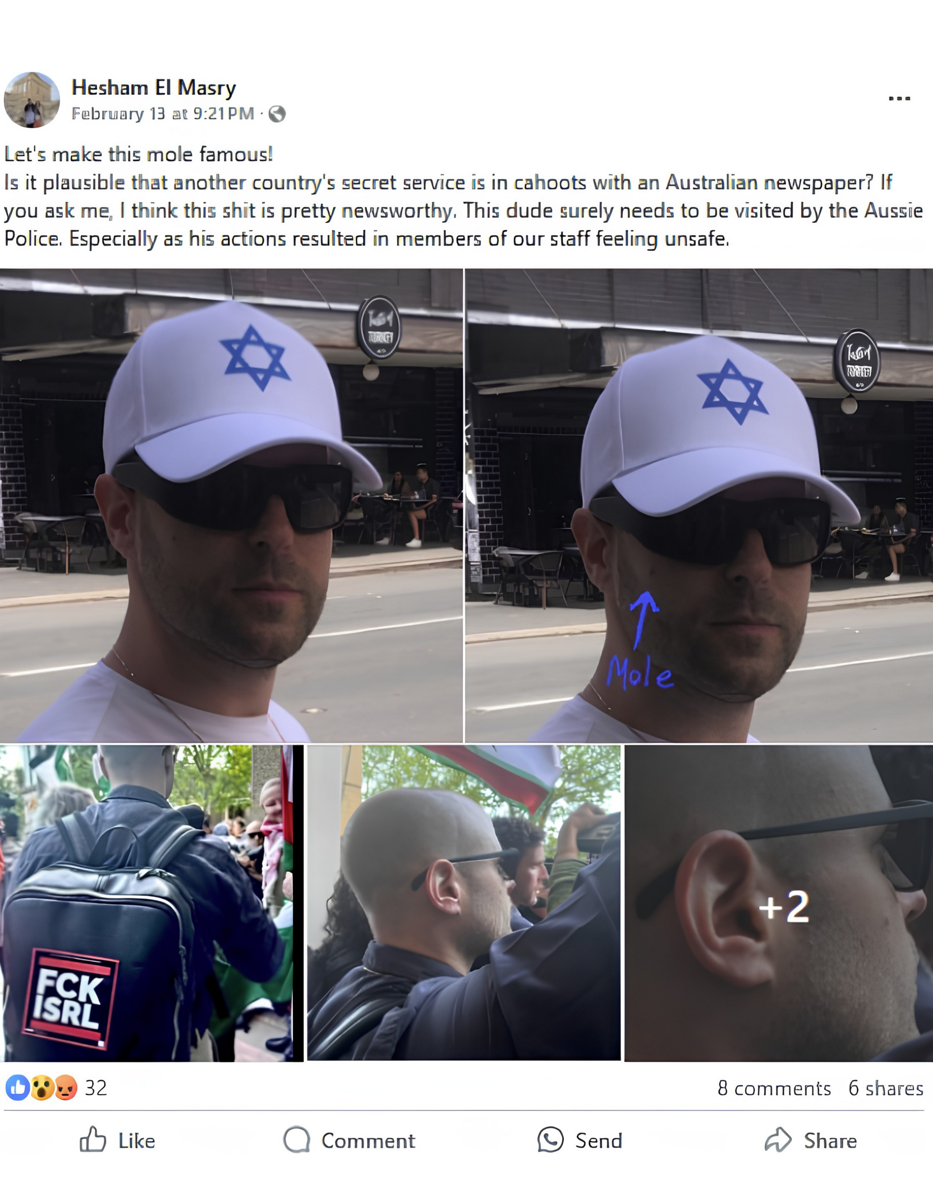 אחד הפוסטים שפרסם בעלי המסעדה נגד אופיר