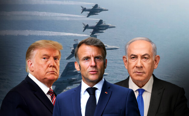בנימין נתניהו, עמנואל מקרון ודונלד טראמפ (צילום: Reuters, AP, פלאש 90)
