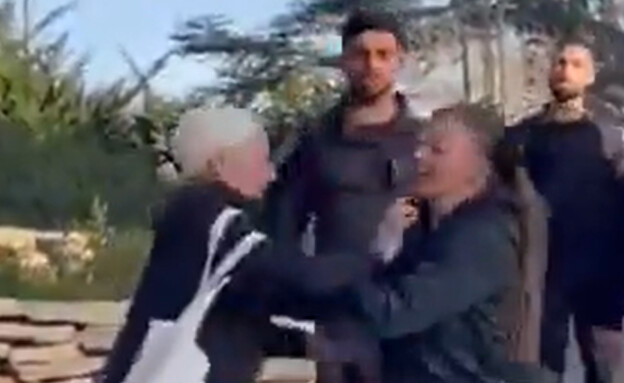 ולנטינה נמץ-מושאילוב קצינת בילוש ממחוז ירושלים דוחפת מפגינה כבת 80 (צילום: שימוש לפי סעיף 27א' לחוק זכויות יוצרים)