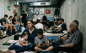 אזרחים מתמגנים בזמן אזעקות  (צילום: AI)