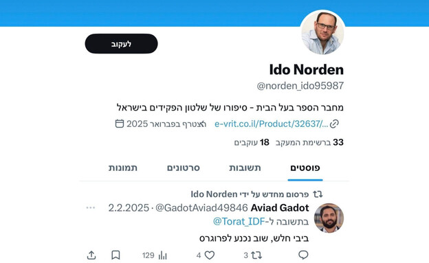 פעילות של עדו נורדן ברשת X פעילות של עדו נורדן ברשת X