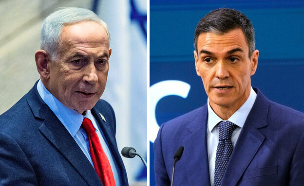 ראש ממשלת ספרד פדרו סנצ'ס, ראש ממשלת ישראל בנימין נתניהו (צילום: AP, פלאש 90)