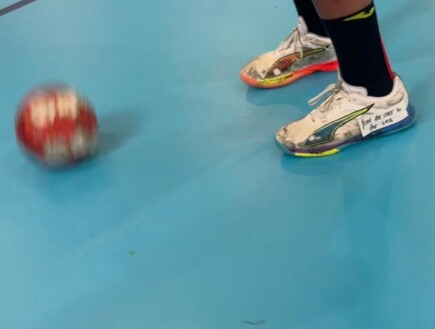 הסמל על נעלי הספרדיות (צילום: איגוד הכדוריד)