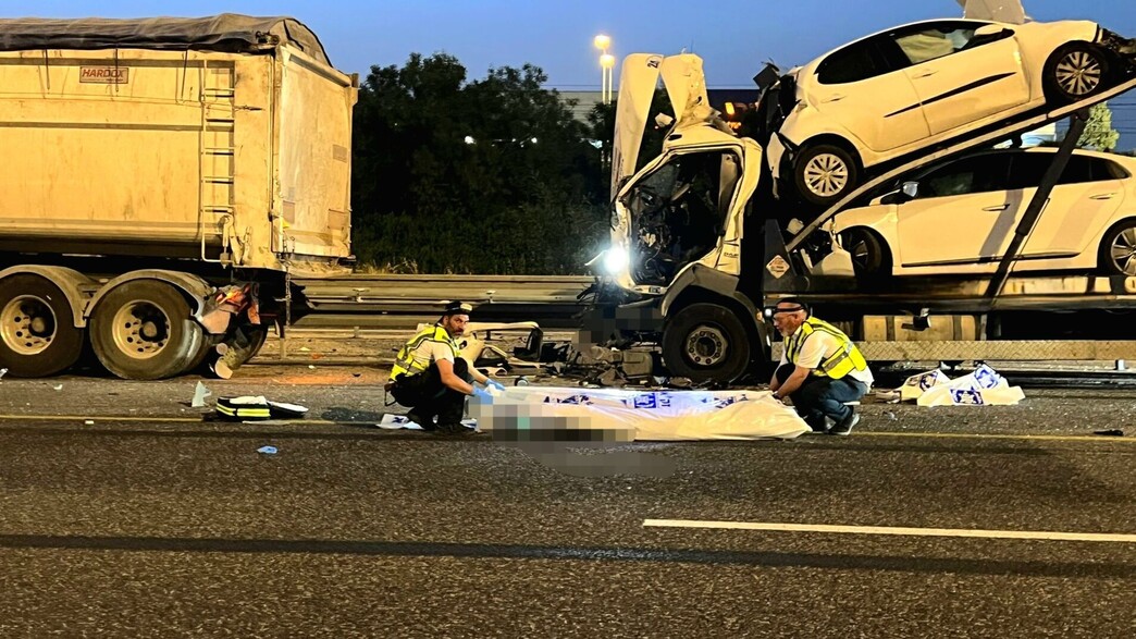 זירת התאונה בכביש 4