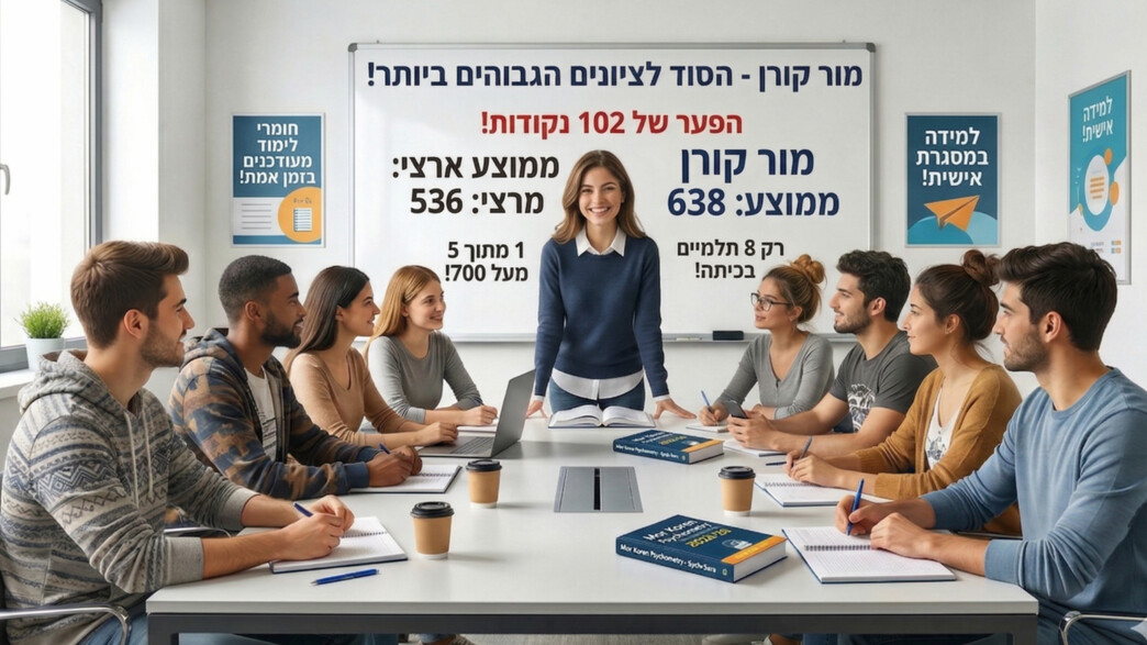 מור קורן: הסוד מאחורי הפער של 102 נקודות מהממוצע הארצי בפסיכומטרי