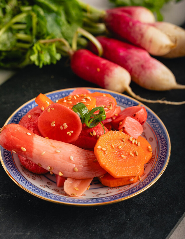 ירקות מוחמצים בסגנון יפני. בין שעה ללילה