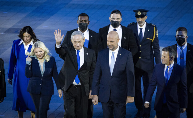 אמיר אוחנה, בנימין נתניהו ושרה נתניהו בטקס המשואות