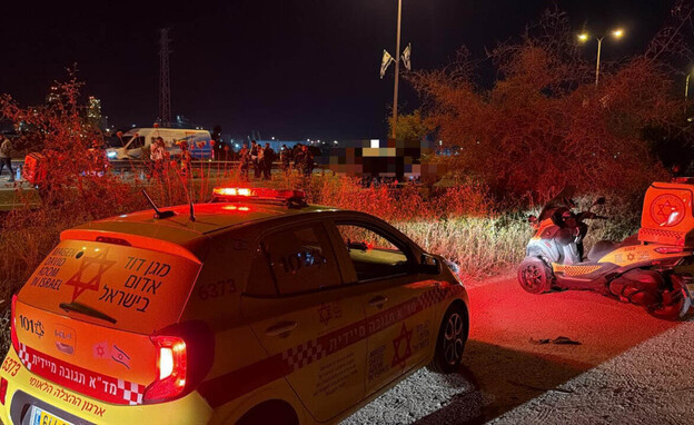 שני גברים נורו למוות לוד (צילום: תיעוד מבצעי מד"א)