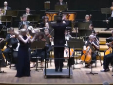 המנצח מעיף את הכינור