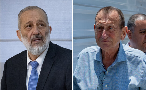 ראש העיר ת"א, רון חולדאי, ח"כ אריה דרעי (עיבוד: פלאש 90)