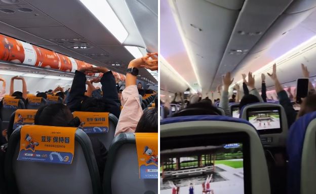 נוסעים עושים מתיחות בטיסה (צילום: לפי סעיף 27א' לחוק זכויות יוצרים)